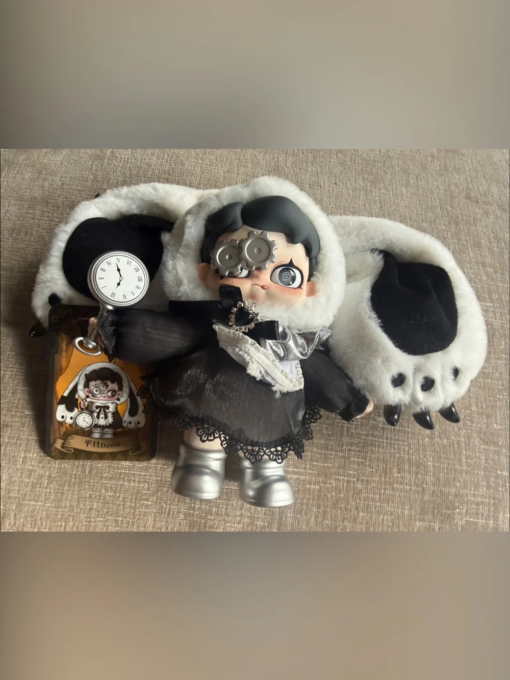 TAROOT HOUSE OF LIES STEAM PUNK  Black & White Plush DOLL Dawn